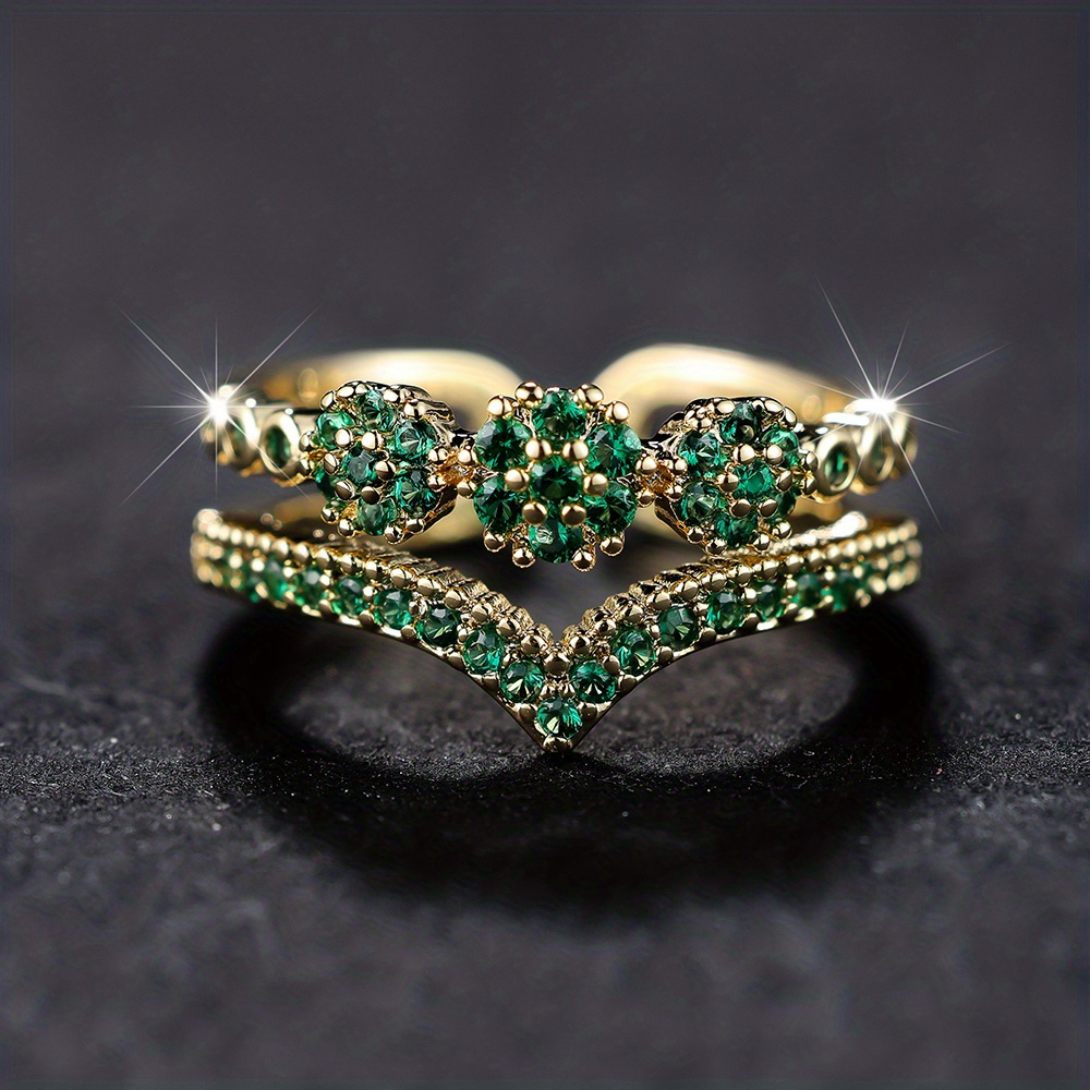 Royal Style Zirconia Double Layer Cuff Ring